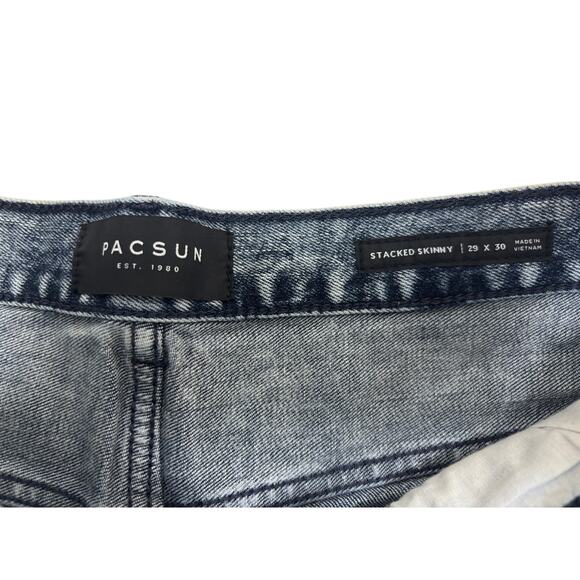Pac Sun Distressed Stacked Skinny Ripped Knees Jeans - Size 29/30 - Picture 4 of 7
